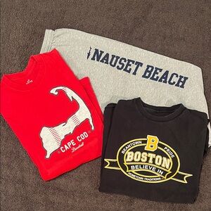 Set of 3 Cape Cod Nauset Beach Boston T-shirts and sweatpants